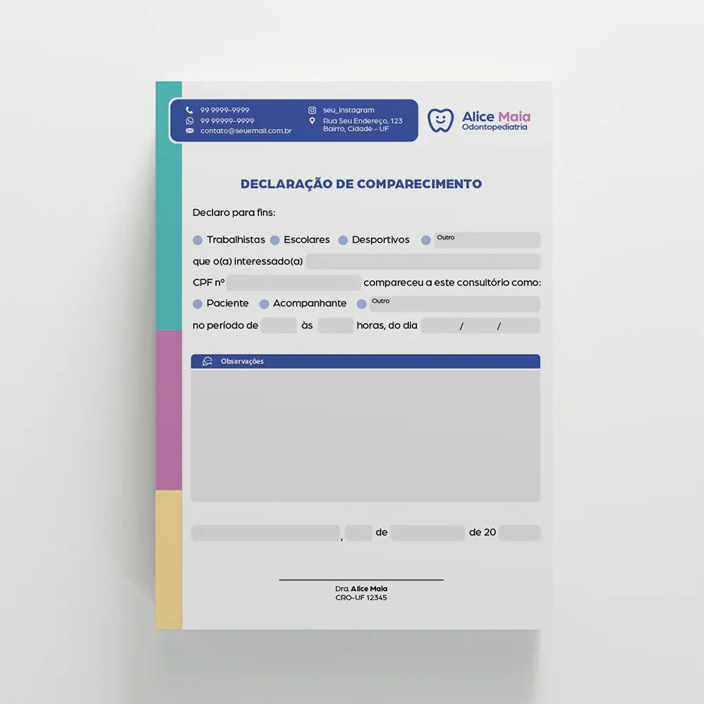 Declaração de Comparecimento | Modelo 002