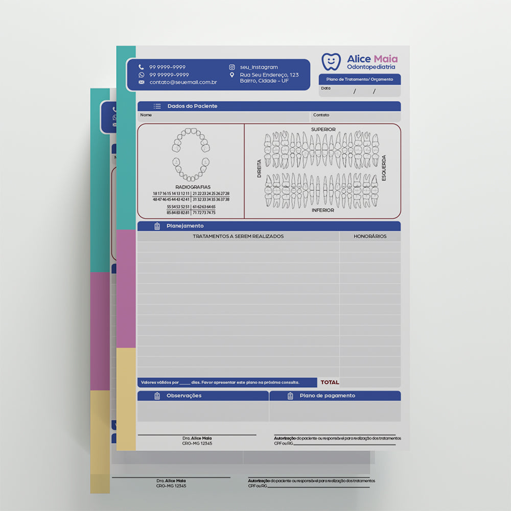 Plano de Tratamento e Orçamento | Modelo 002