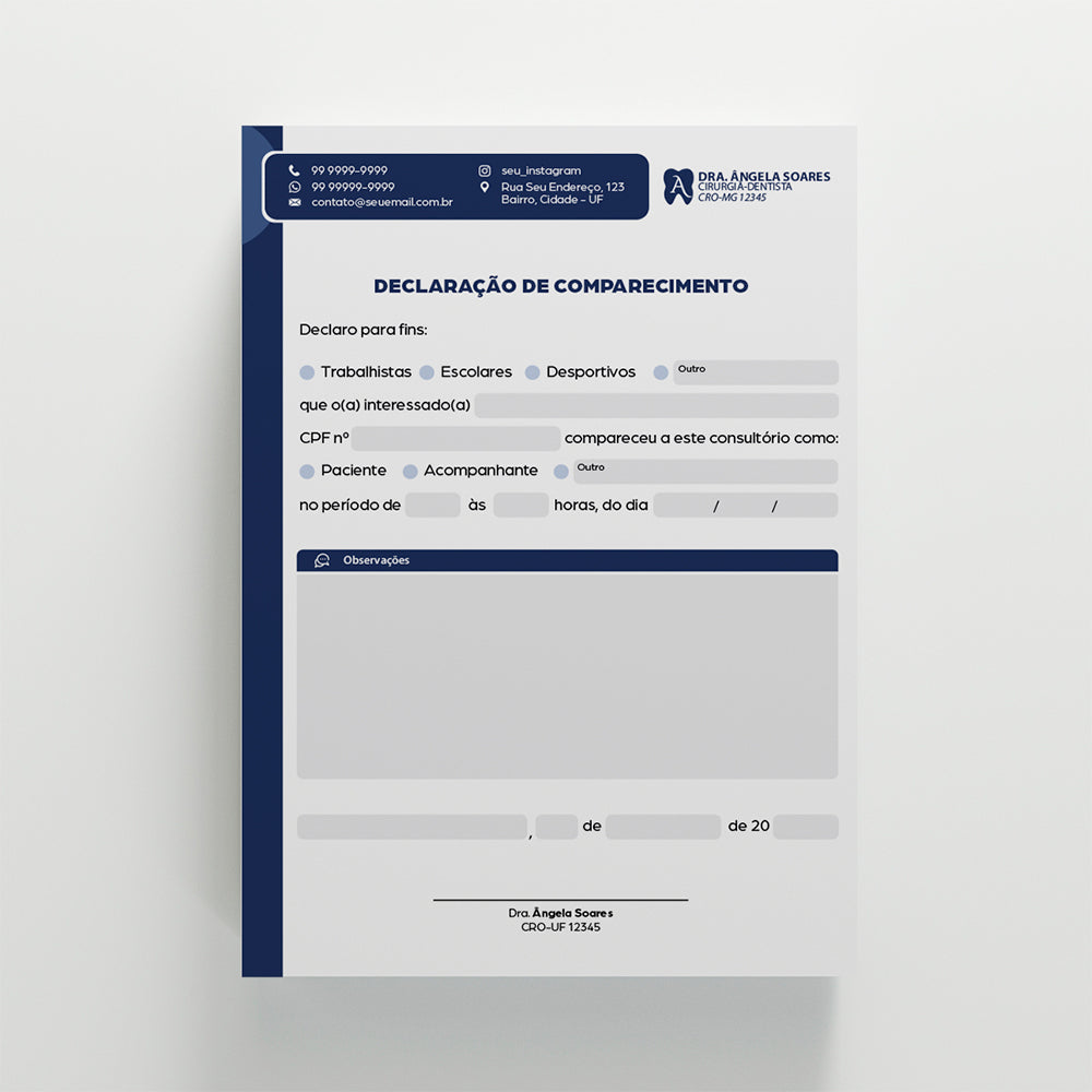 Declaração de Comparecimento | Modelo 003