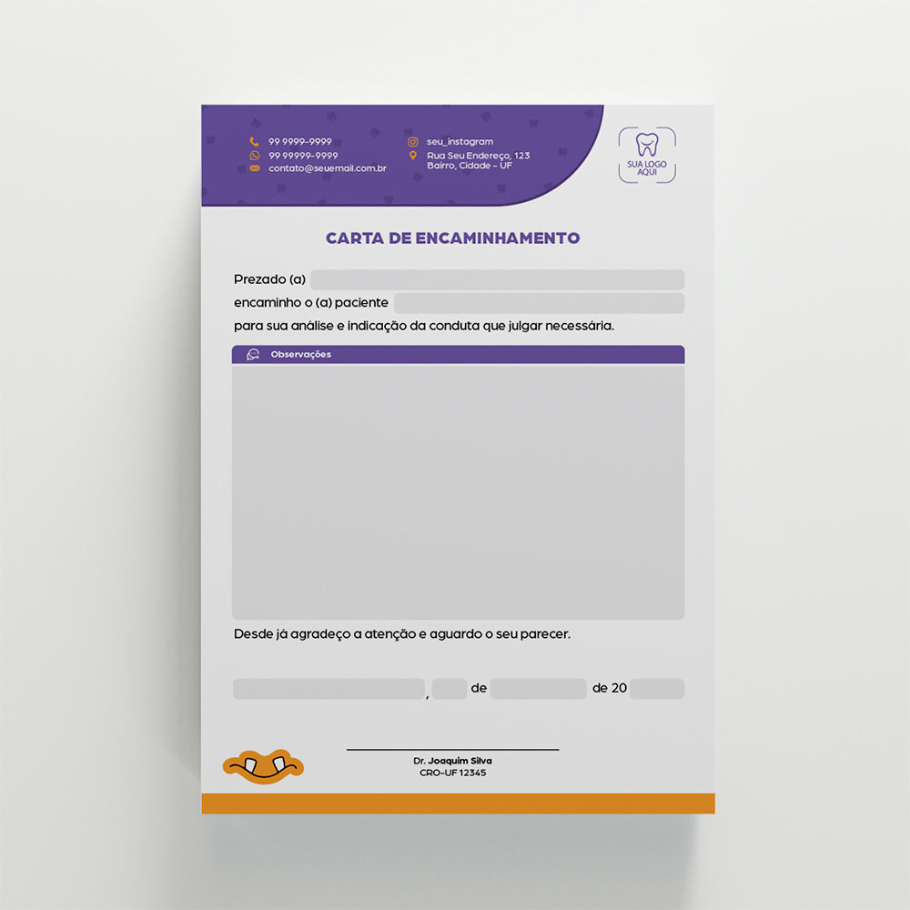 Carta de Encaminhamento Odontológico | Modelo 005