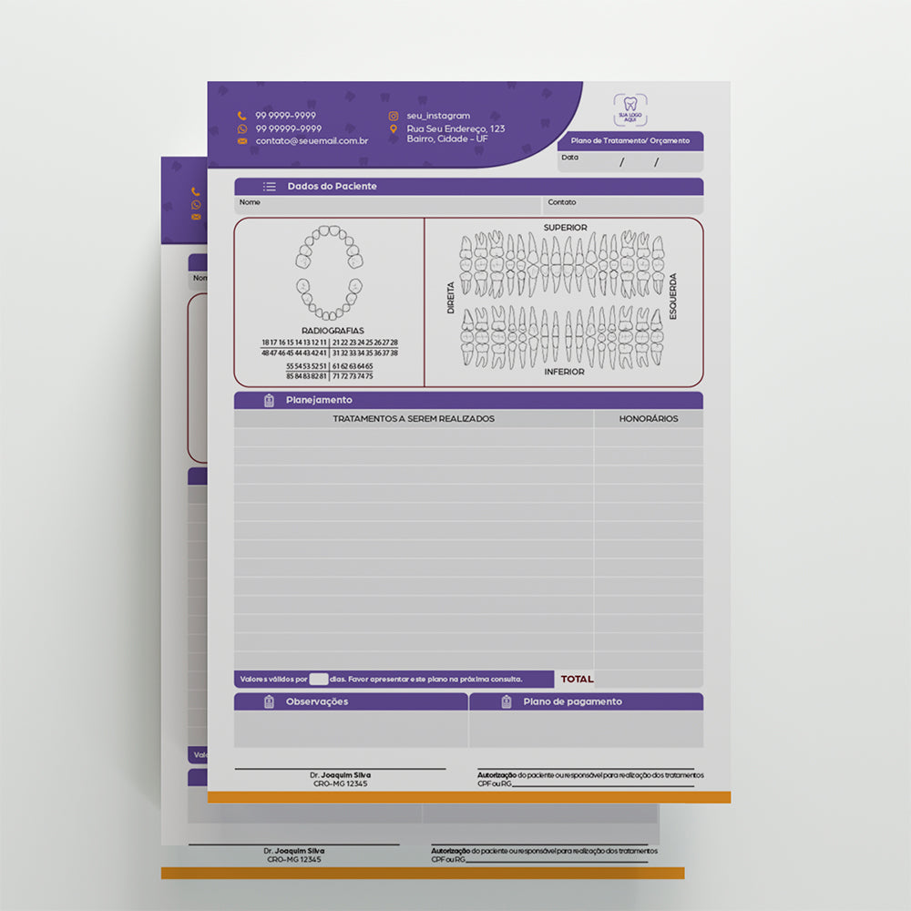 Plano de Tratamento e Orçamento | Modelo 005