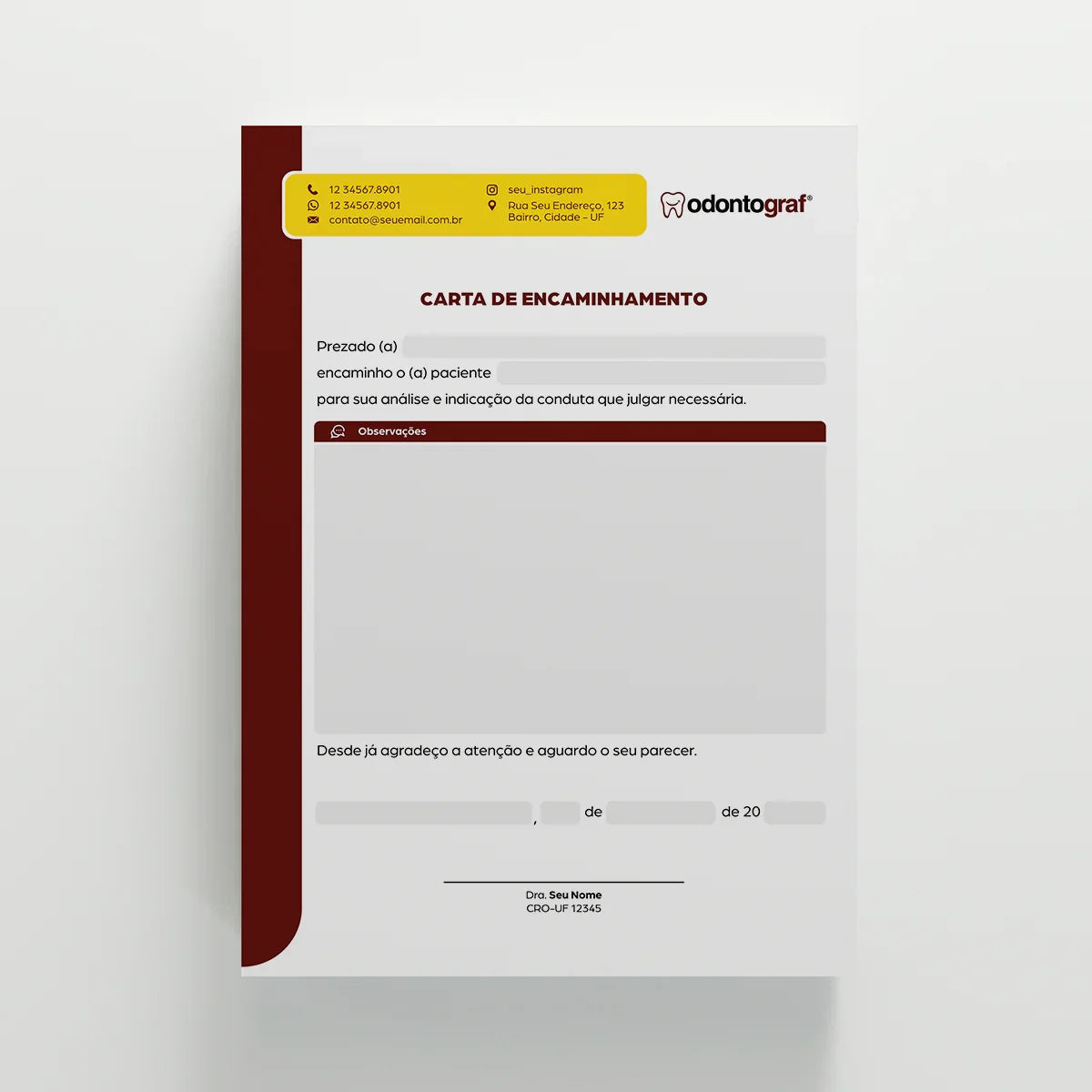 Carta de Encaminhamento Odontológico | Modelo 001