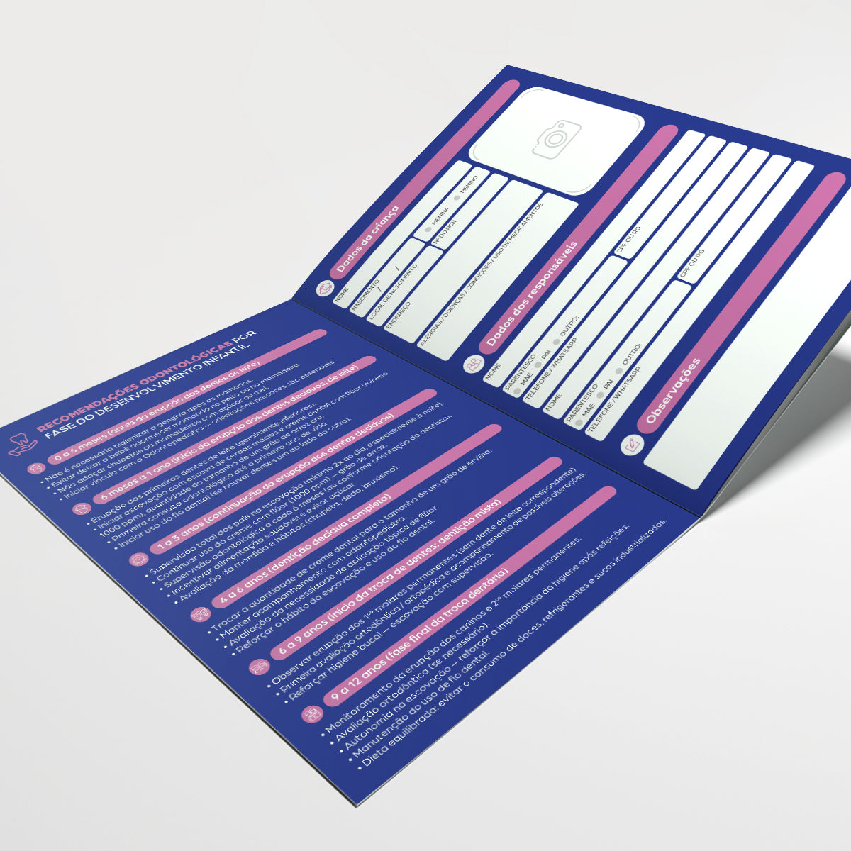 Carteira de Acompanhamento Odontopediátrico 8 Páginas | Modelo 002