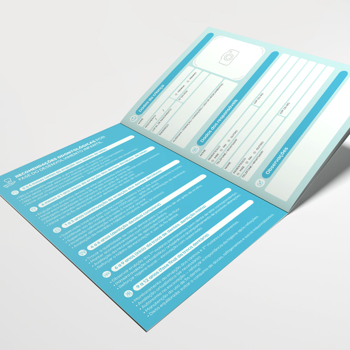 Carteira de Acompanhamento Odontopediátrico 8 Páginas | Modelo 005