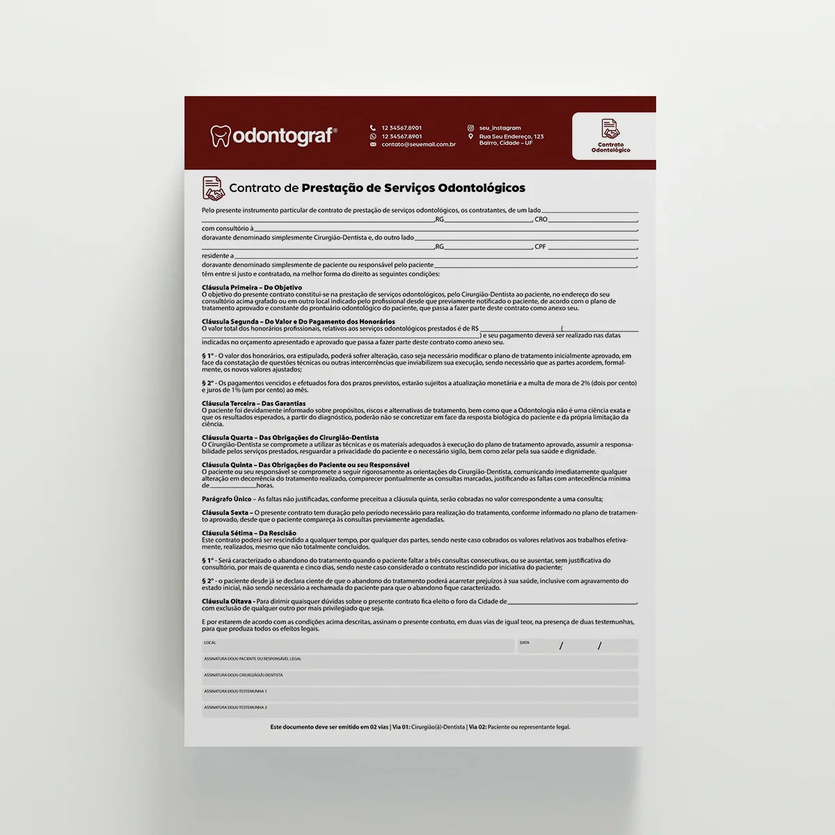 Contrato de Prestação de Serviço | Modelo 001