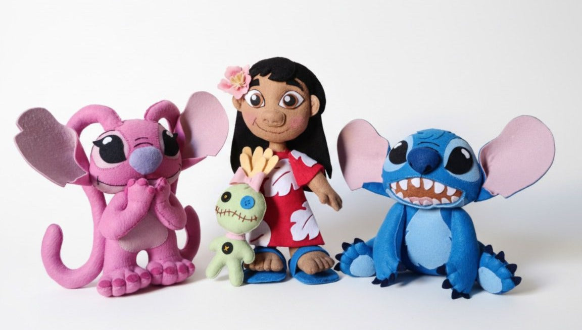 Kit Lilo, Stich, Angel e Xepa em Feltro